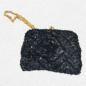 Vtg Grande Maison Blanche Beaded Sequin Pattern Purse Wristlet British Hong Kong